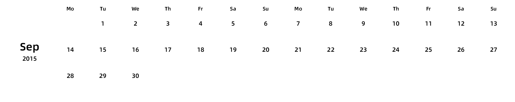英文版 周一开始