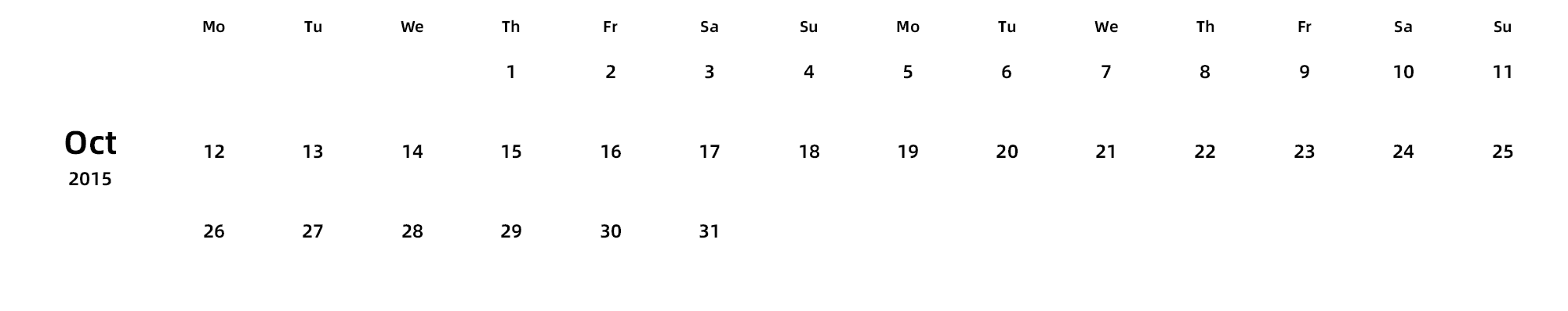 英文版 周一开始