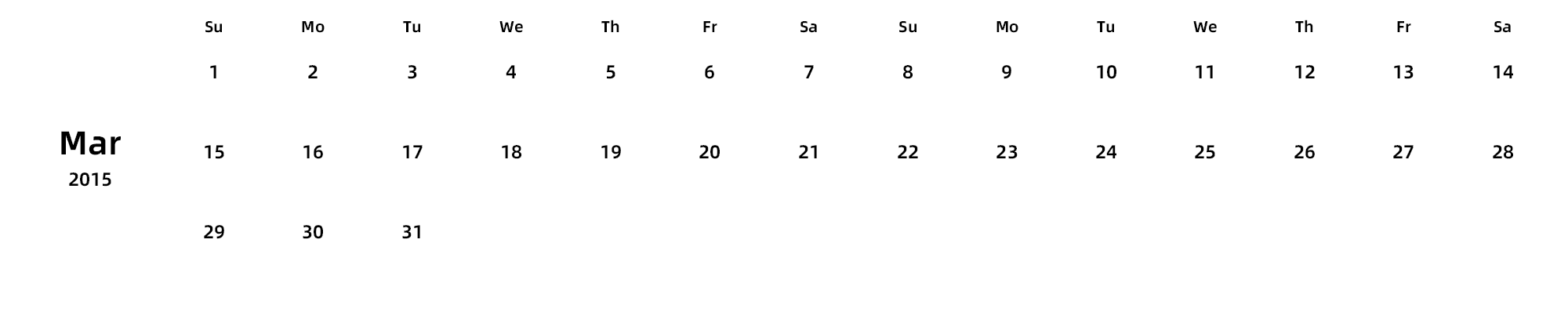 英文版 周日开始