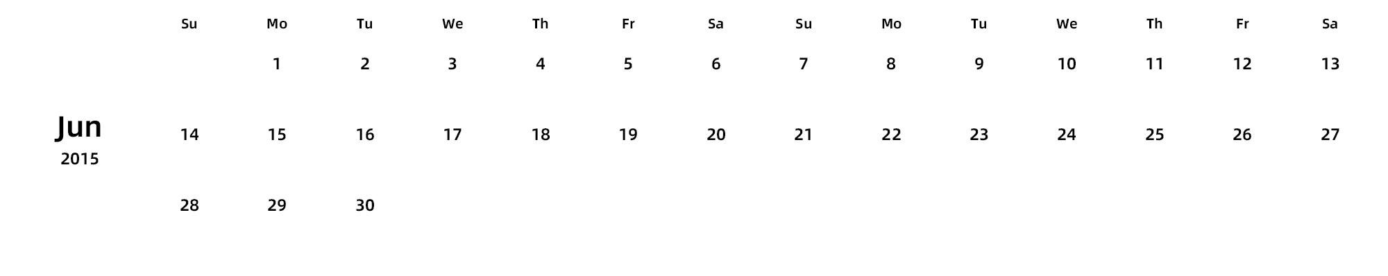 英文版 周日开始