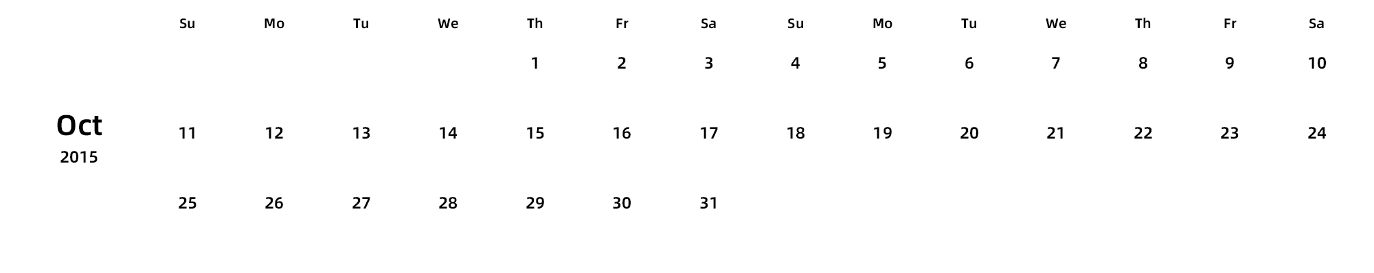 英文版 周日开始