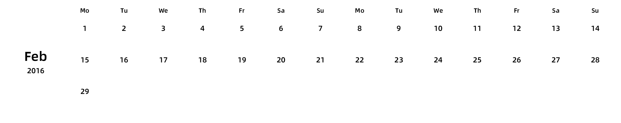 英文版 周一开始
