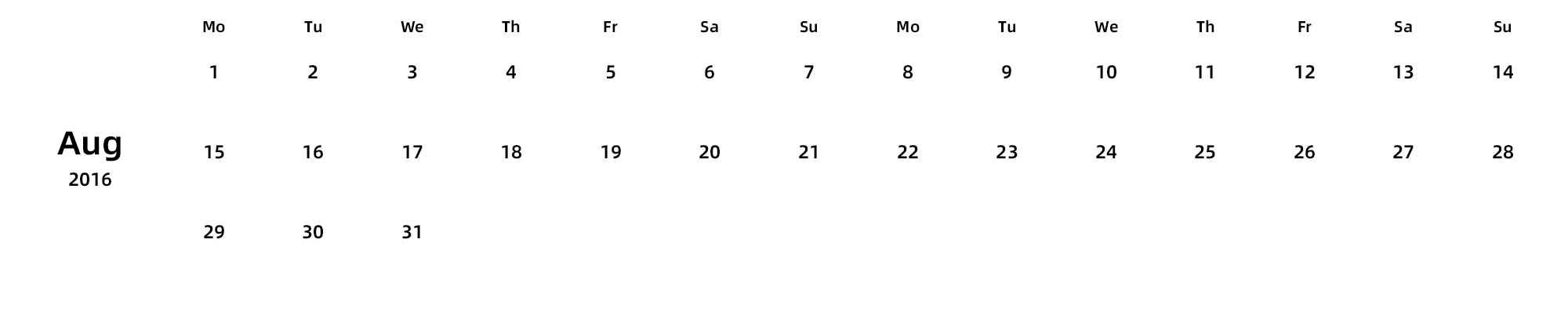英文版 周一开始