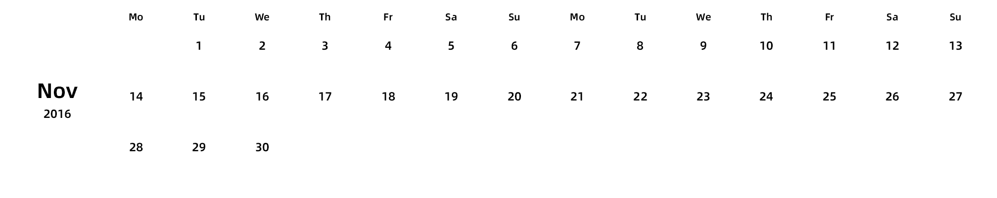 英文版 周一开始