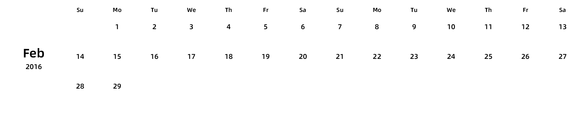 英文版 周日开始