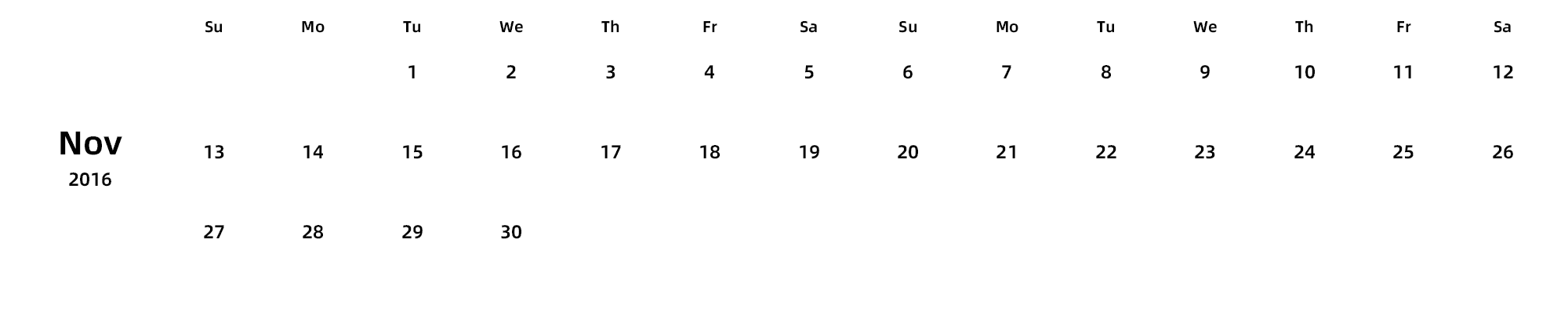 英文版 周日开始