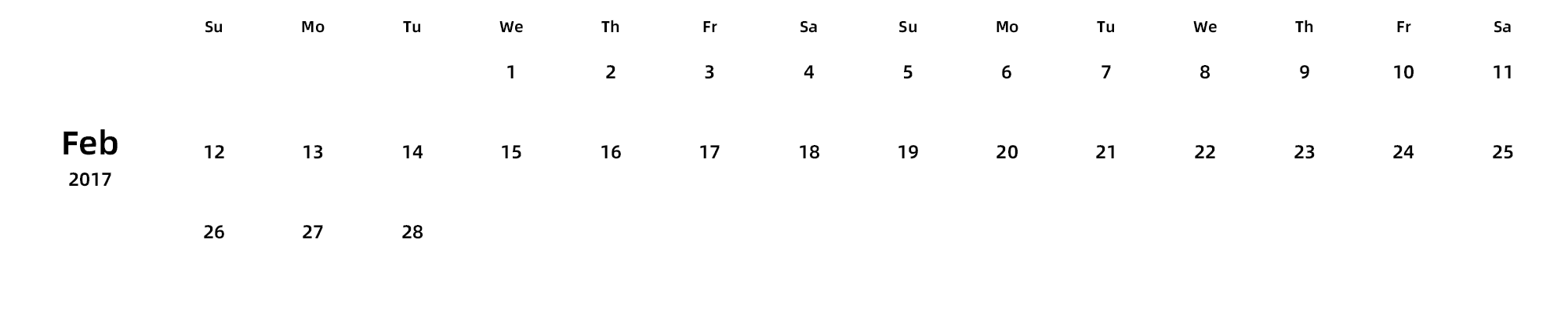 英文版 周日开始 带节假日调休安排