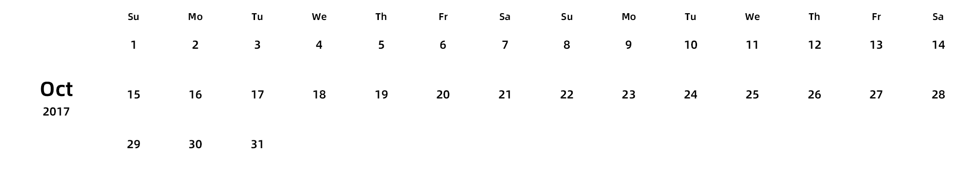 英文版 周日开始