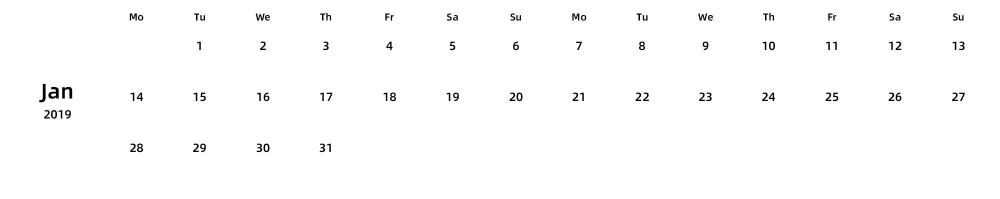 英文版 周一开始