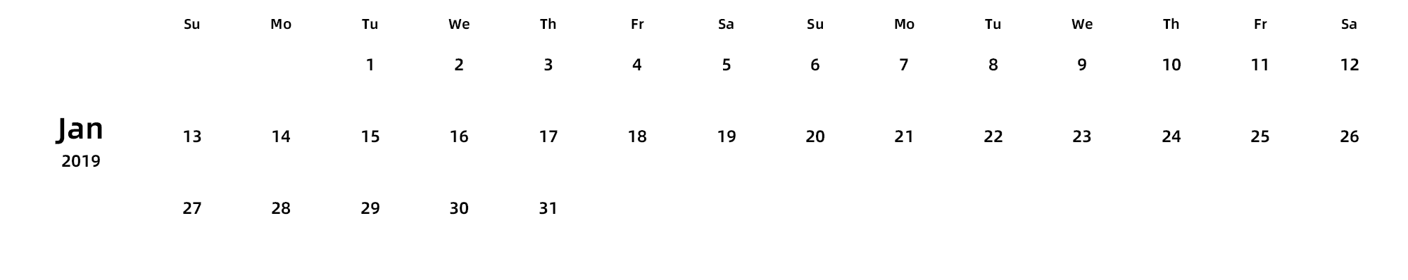 英文版 周日开始