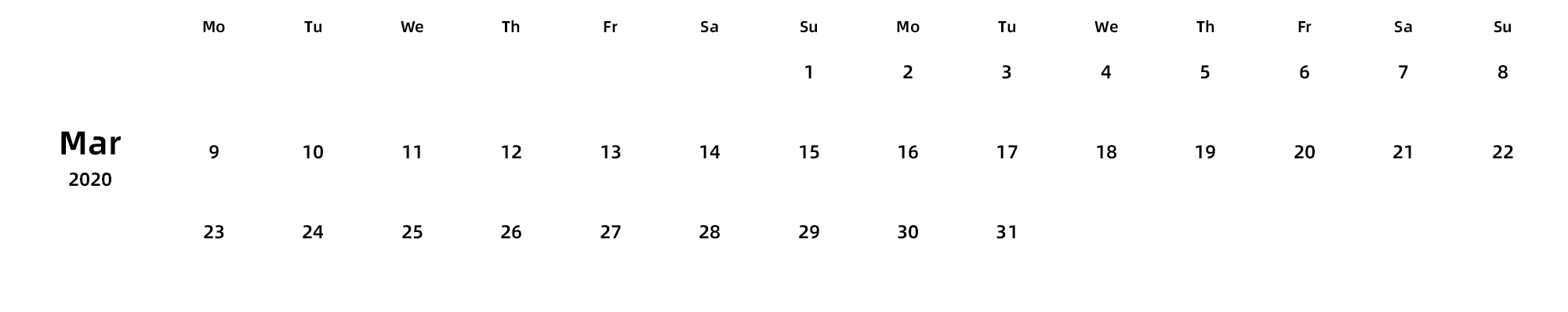 英文版 周一开始