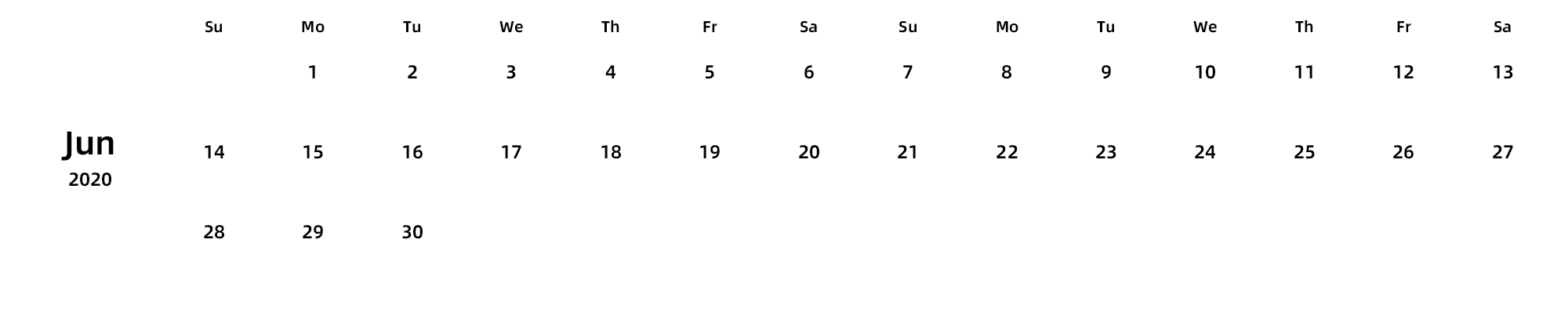 英文版 周日开始
