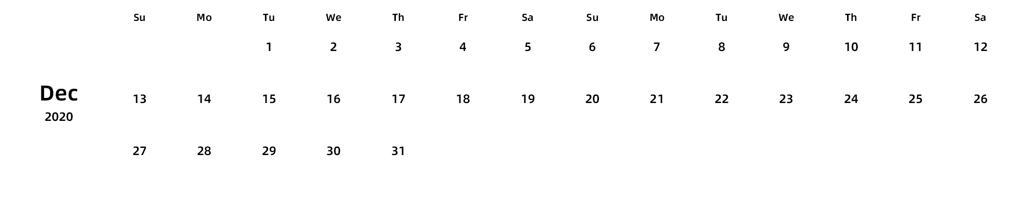 英文版 周日开始