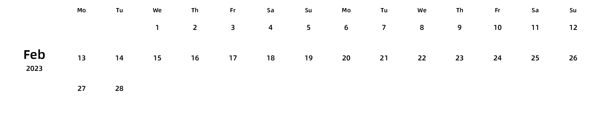 英文版 周一开始