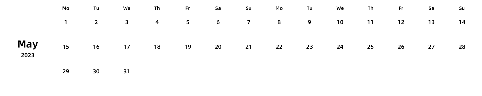 英文版 周一开始