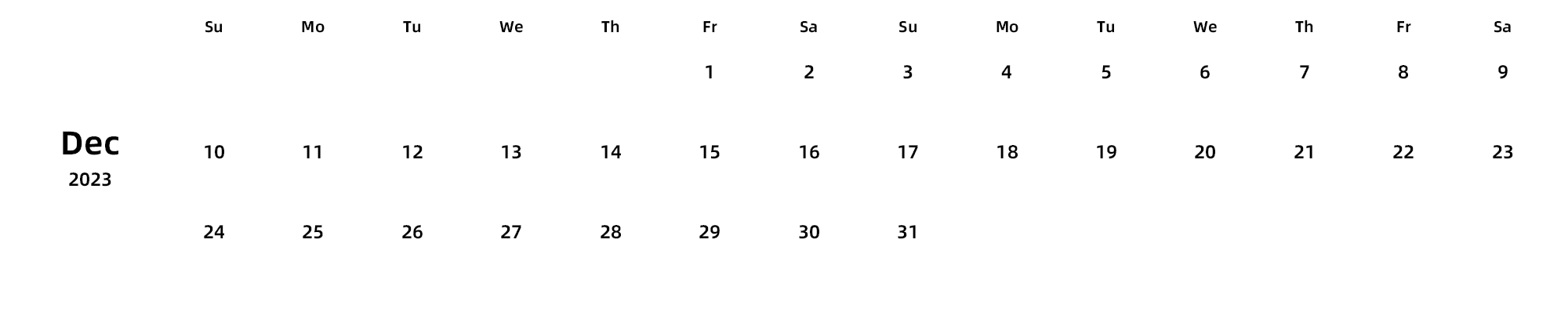 英文版 周日开始