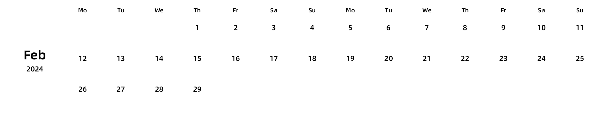 英文版 周一开始