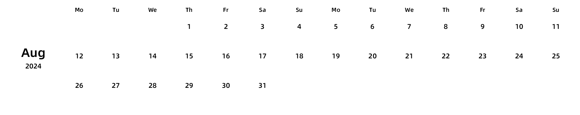 英文版 周一开始