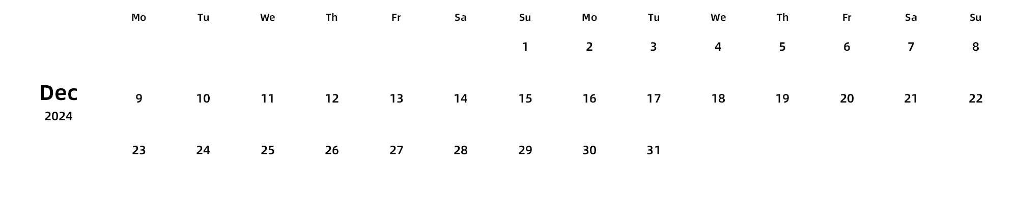 英文版 周一开始