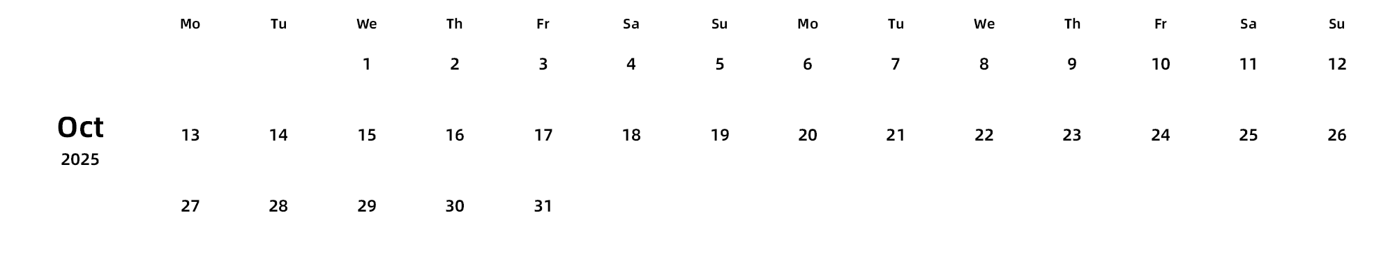 英文版 周一开始