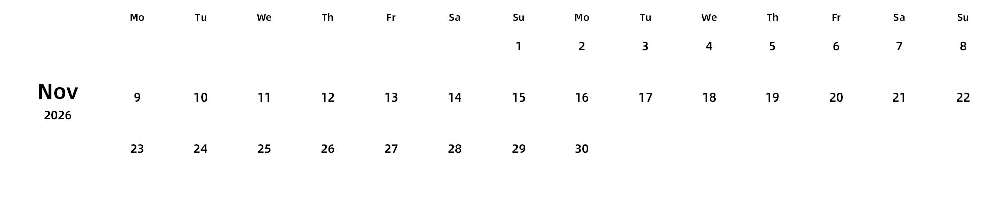 英文版 周一开始