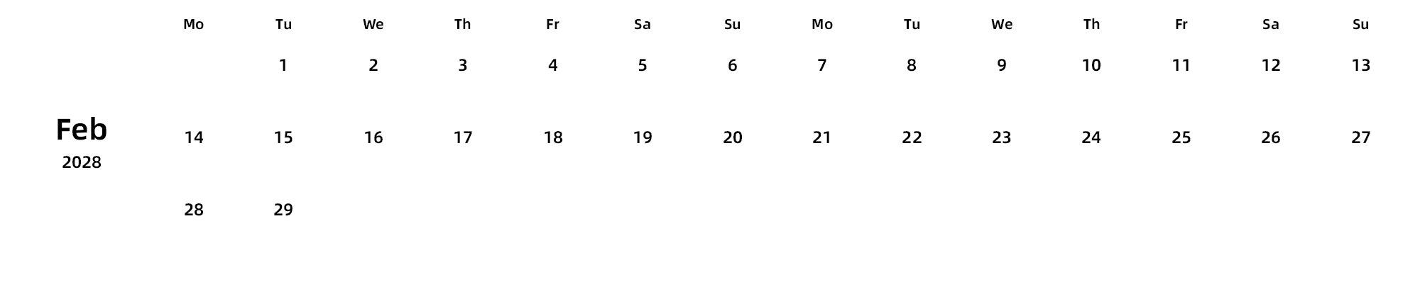 英文版 周一开始