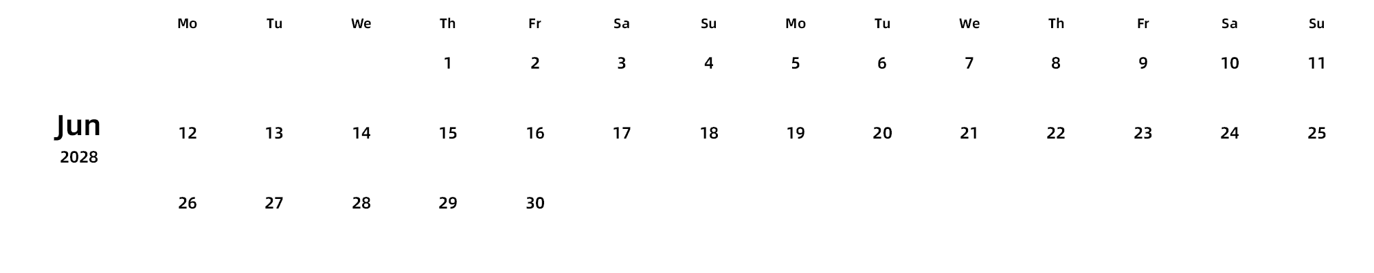 英文版 周一开始