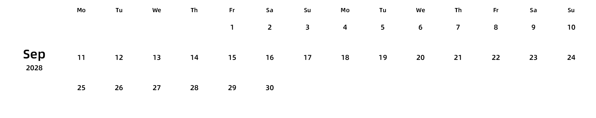 英文版 周一开始