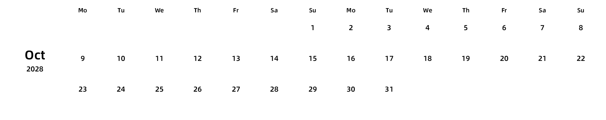 英文版 周一开始
