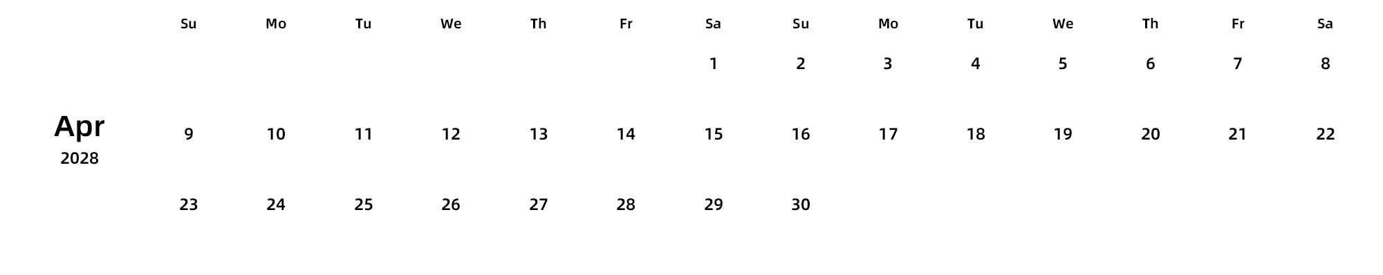 英文版 周日开始
