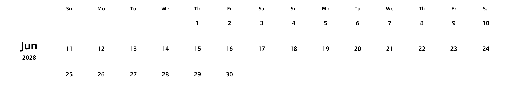 英文版 周日开始