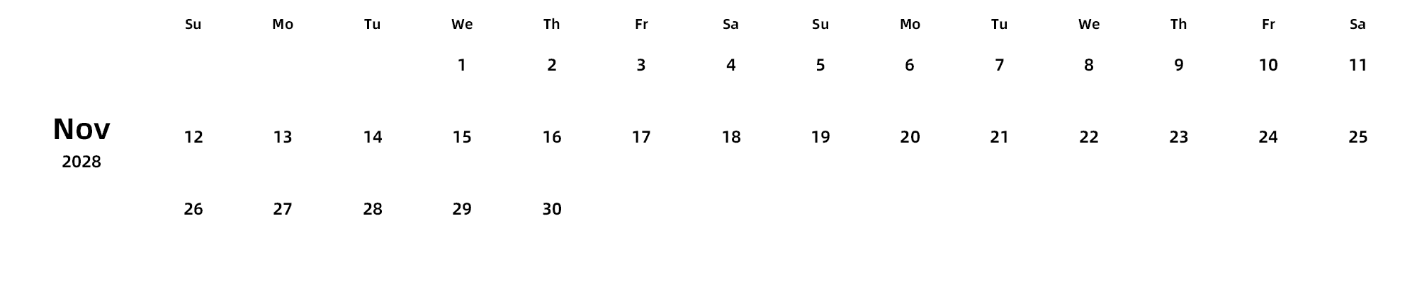 英文版 周日开始