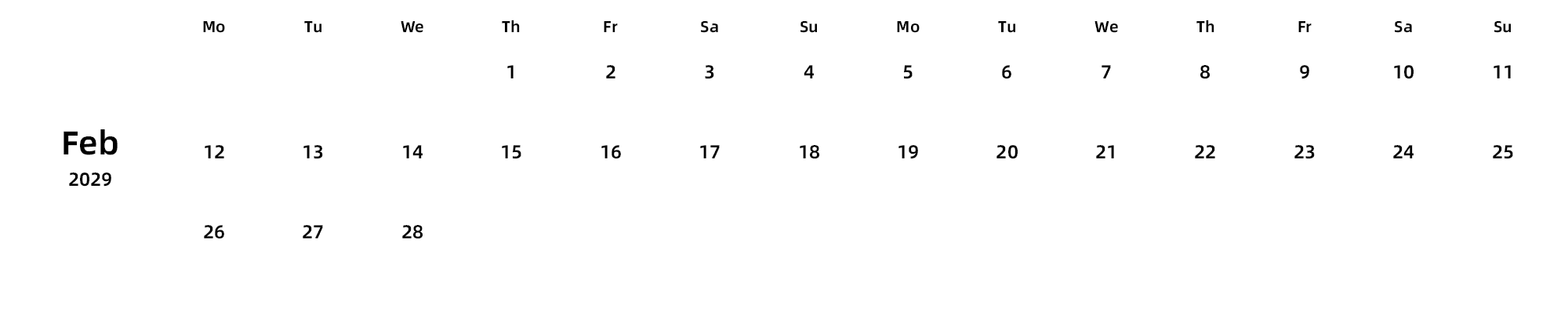 英文版 周一开始