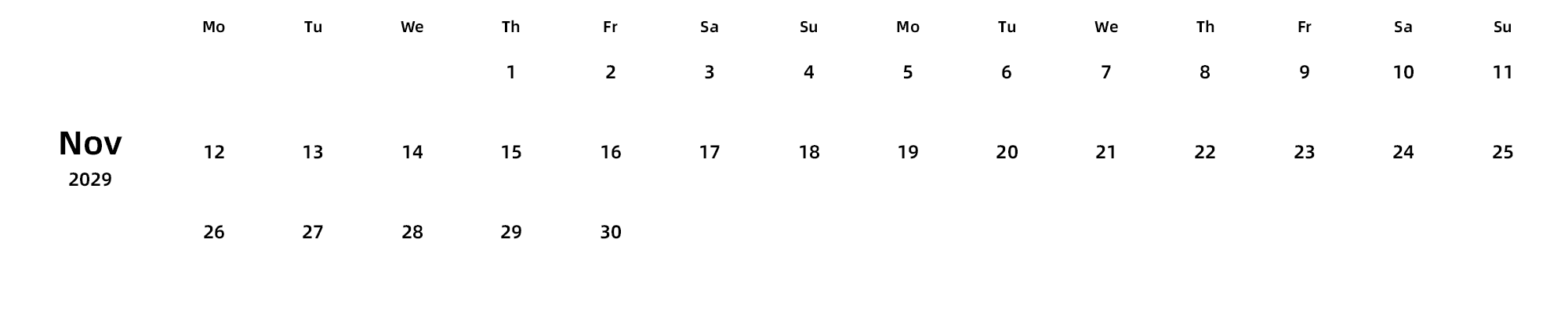 英文版 周一开始