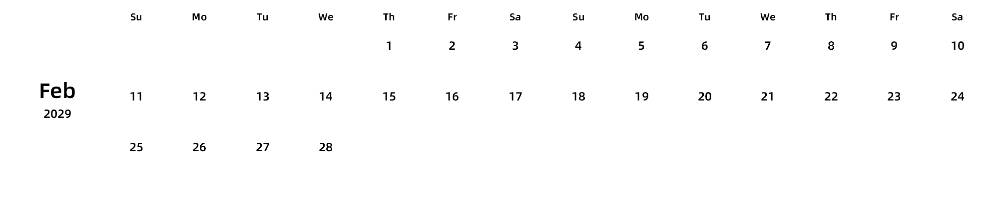 英文版 周日开始 带节假日调休安排