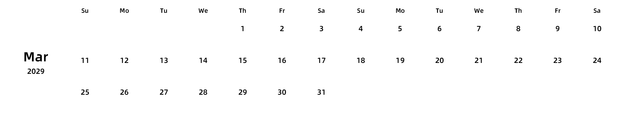 英文版 周日开始