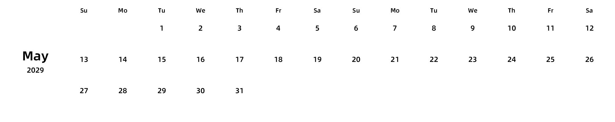 英文版 周日开始