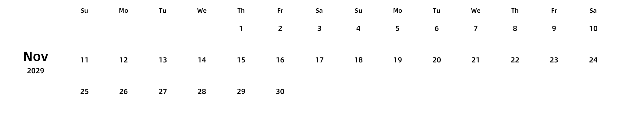 英文版 周日开始