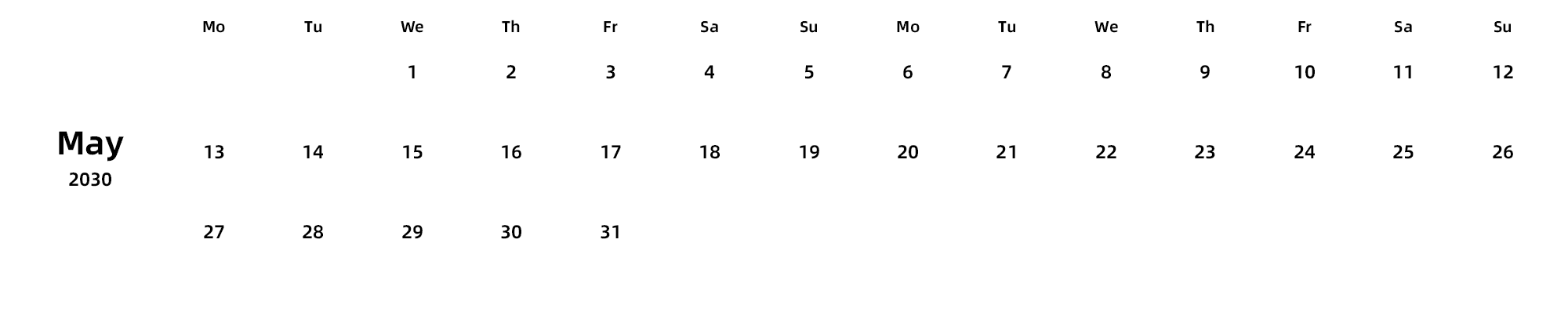 英文版 周一开始