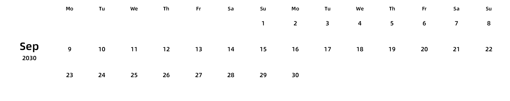 英文版 周一开始