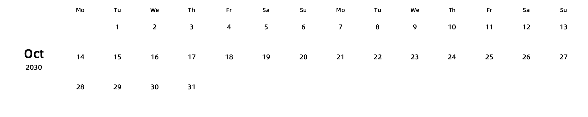 英文版 周一开始