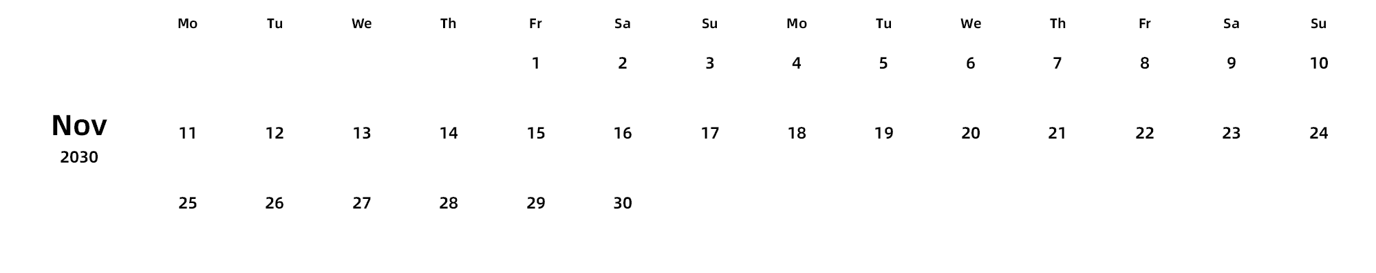 英文版 周一开始