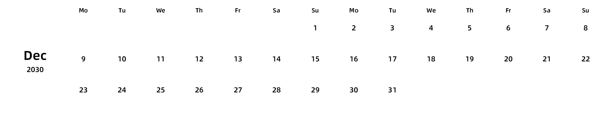 英文版 周一开始