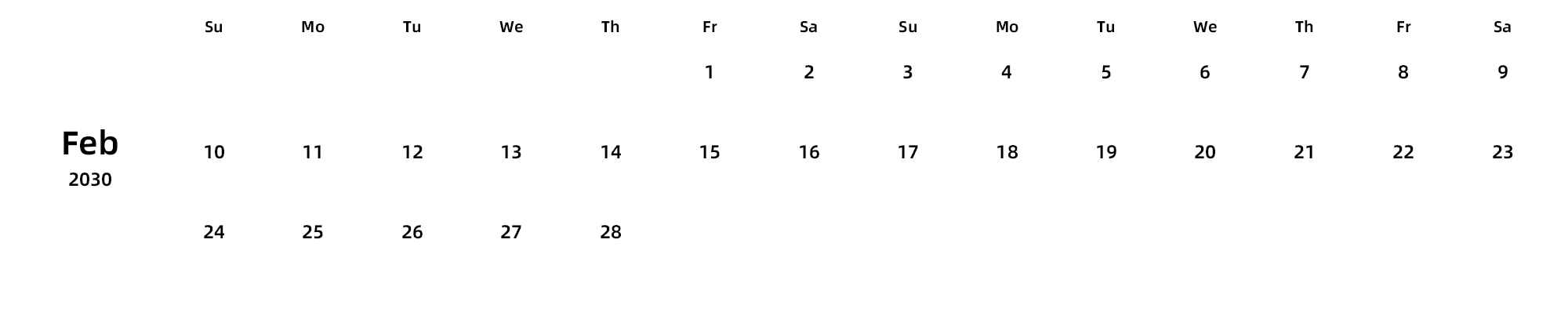 英文版 周日开始 带节假日调休安排