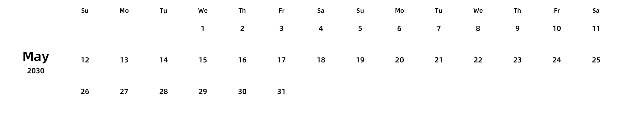 英文版 周日开始