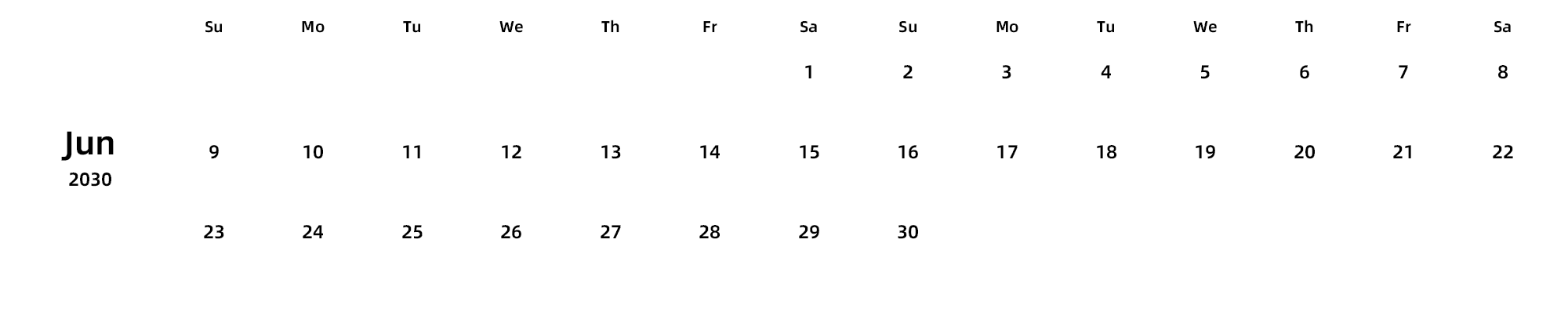 英文版 周日开始