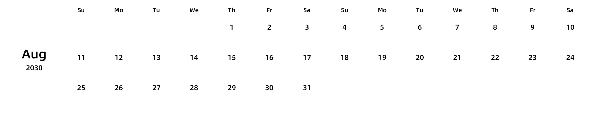 英文版 周日开始