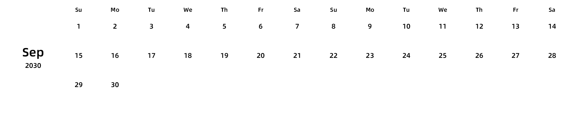 英文版 周日开始