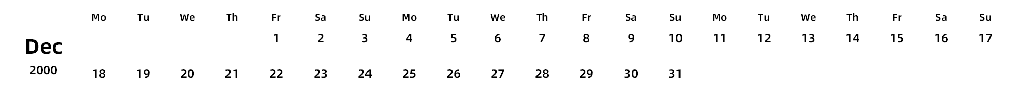 英文版 周一开始 带节假日调休安排