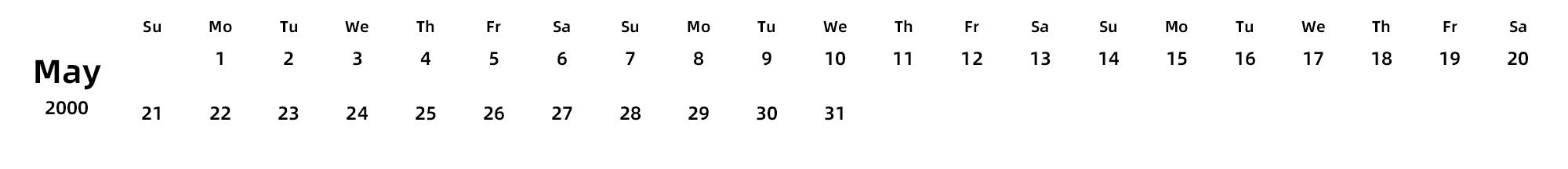 英文版 周日开始 带节假日调休安排